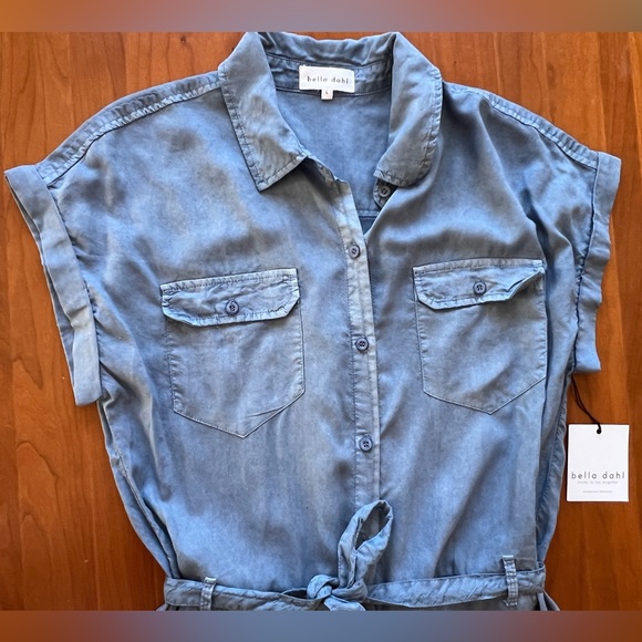 Bella Dahl Patch Pocket Jumpsuit in Mykonos Blue - Picture 7 of 9